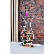 6'lı Lale Temalı Saksı Standı - Beyaz