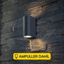 Çift Yönlü Dekoratif Duvar Aplik Ampuller Dahil - Antrasit