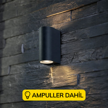 Çift Yönlü Dekoratif Duvar Aplik Ampuller Dahil - Siyah